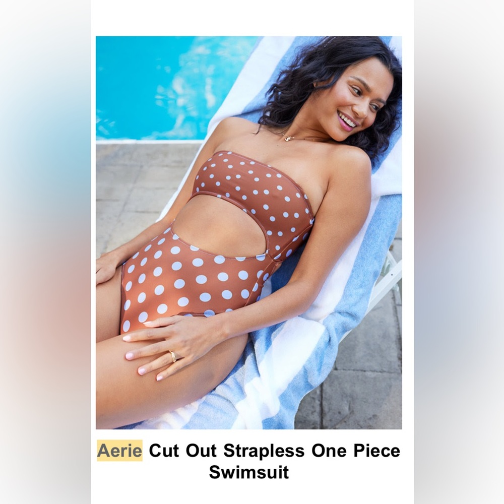 AERIE brown/purple polka dot monokini